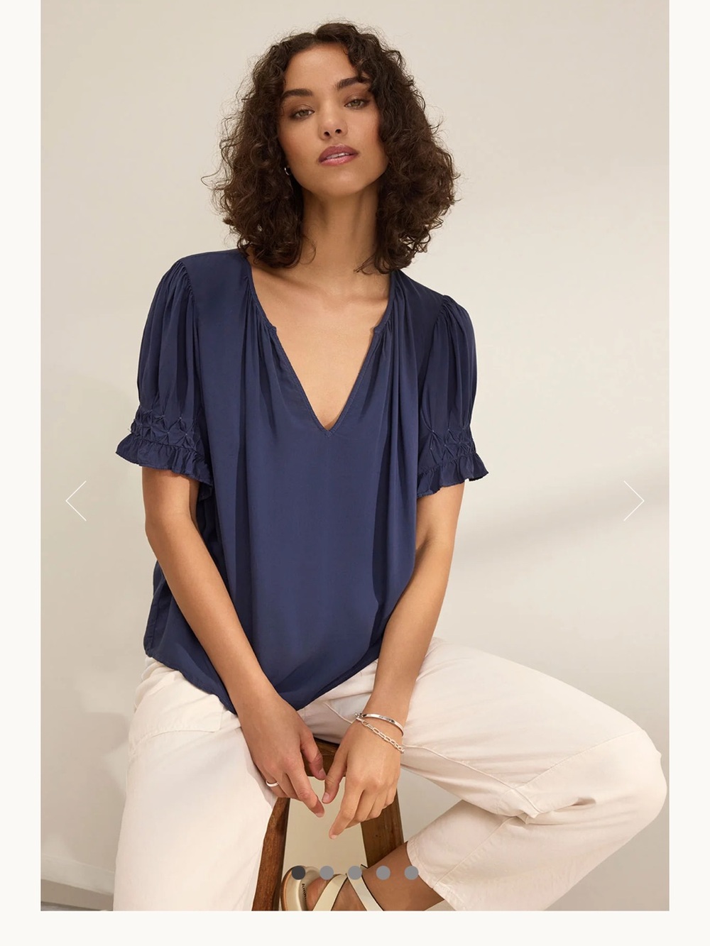 Velvet by Graham and Spencer Carissa split neck small navy